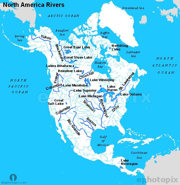 North America Rivers Map North America Map America Map World Geography