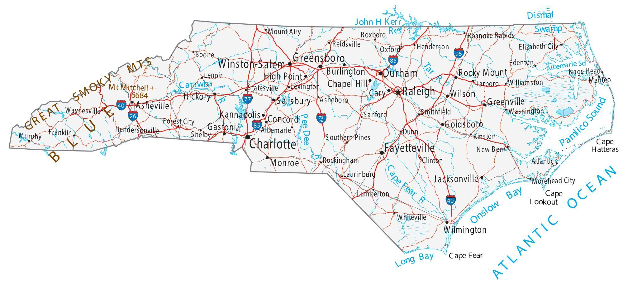 North Carolina Map Of Cities