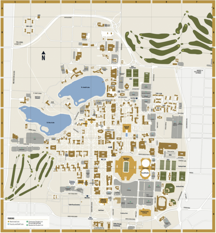 Notre Dame Campus Map Printable