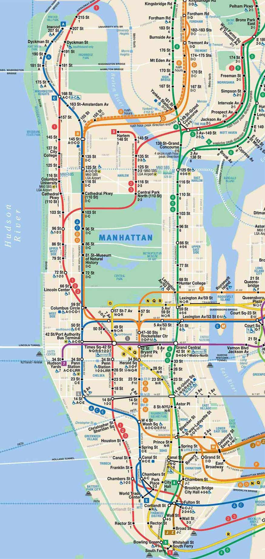 NYC Subway Map In Manhattan Nyc Subway Map Map Of New York New York 