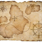 Old Pirates Parchment Treasure Map Isolated Clipping Path Included