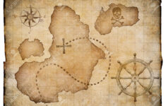 Old Pirates Parchment Treasure Map Isolated Clipping Path Included