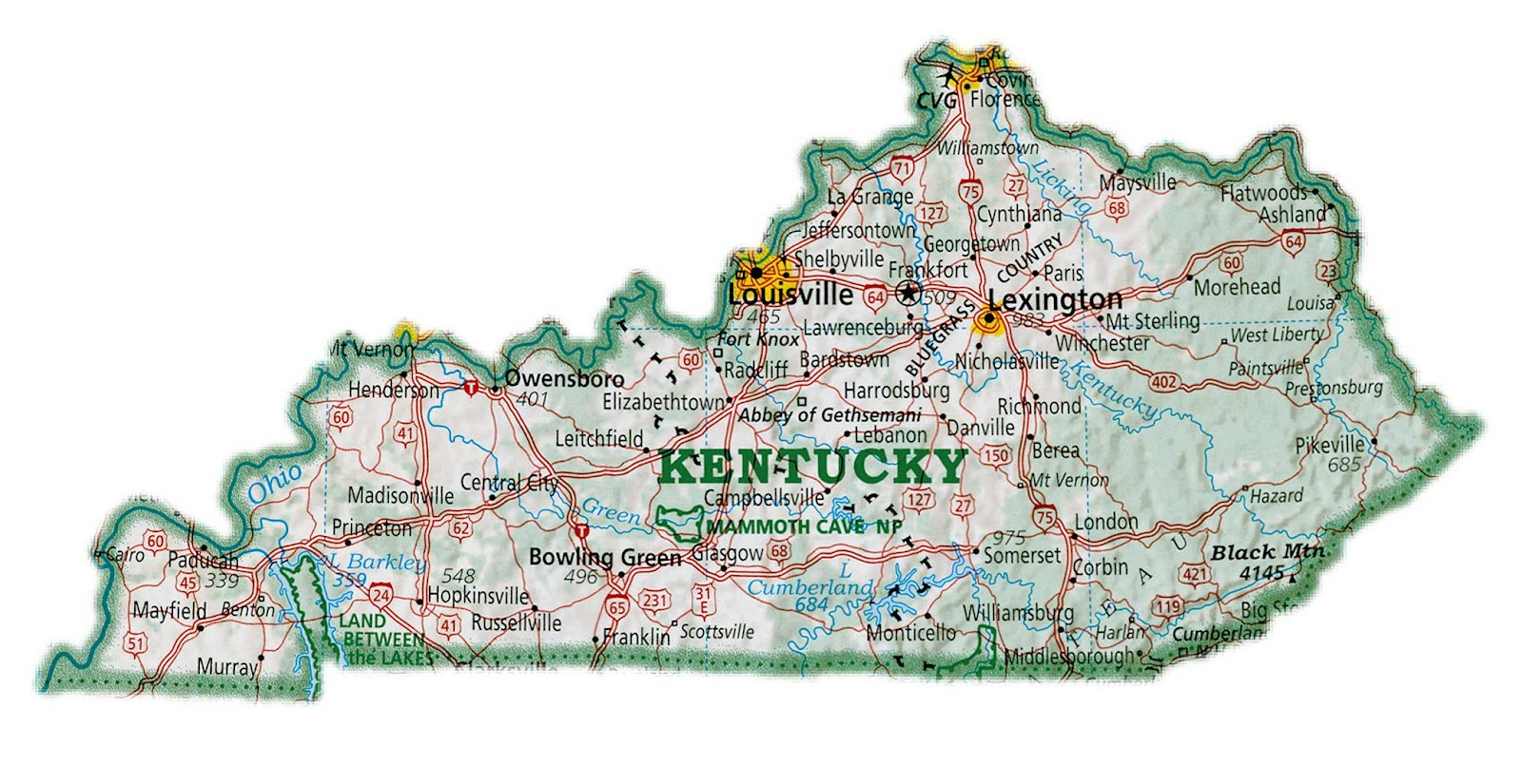 Online Maps Kentucky Map With Cities