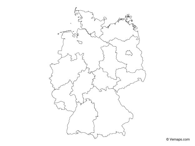 Outline Map Of Germany With States Free Vector Maps Germany Map 