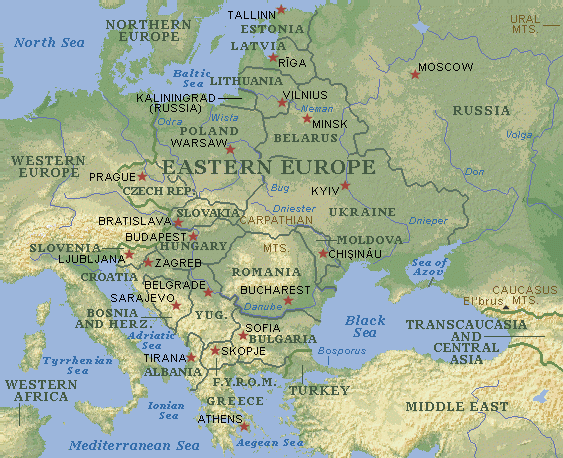 Physical Map Of Eastern Europe Free Printable Maps