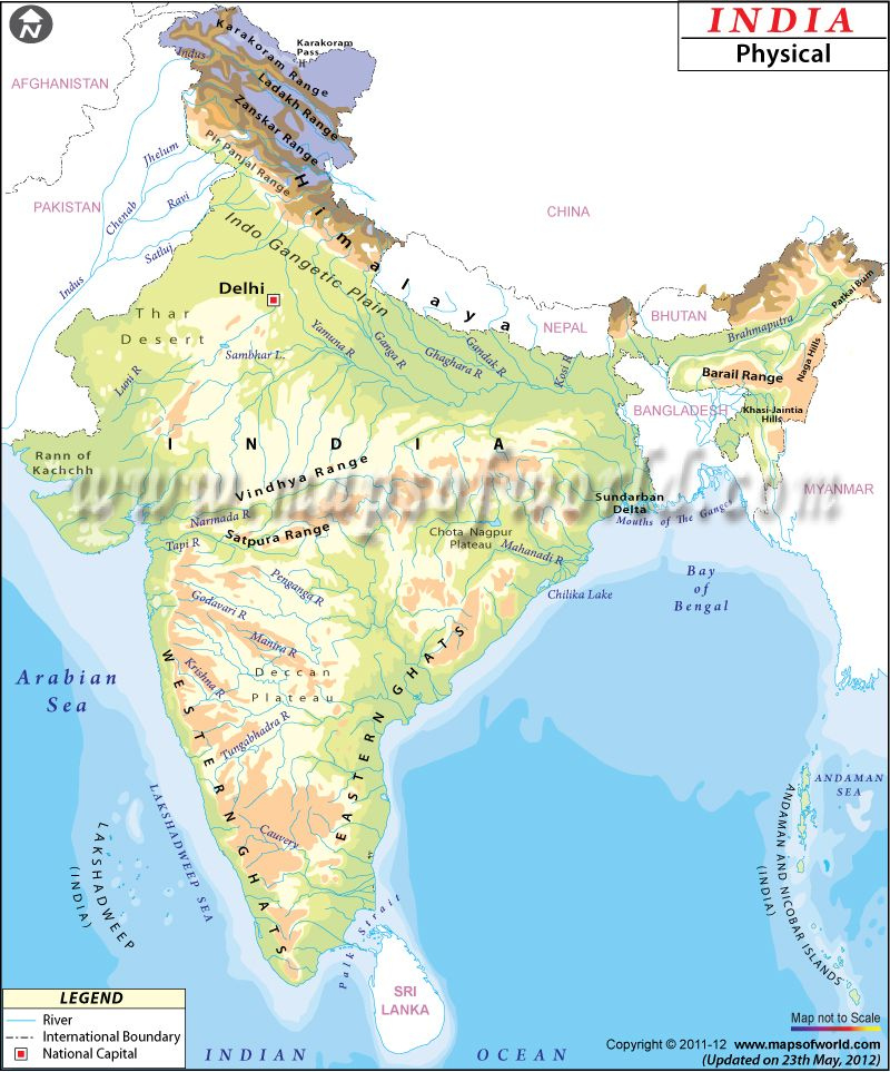 Physical Map Of India India Physical Map India Map Physical Map Of 