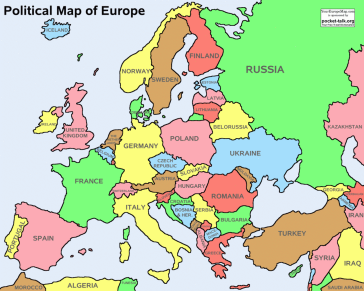 Printable Map Of Europe With Countries