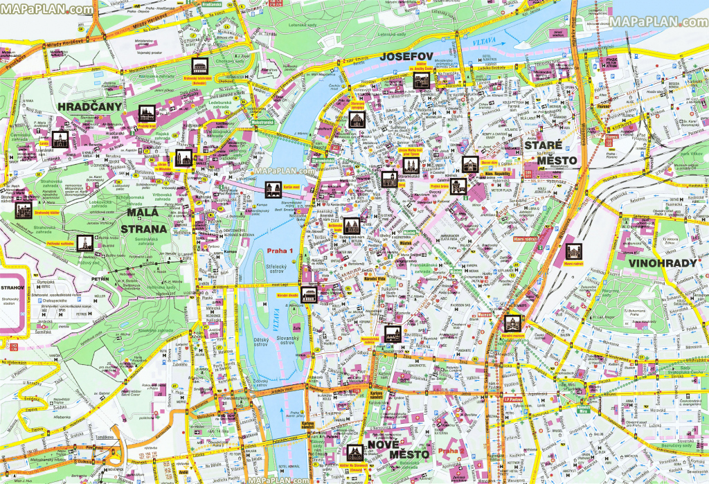 Prague Tourist Map Pertaining To Prague City Map Printable Printable Maps