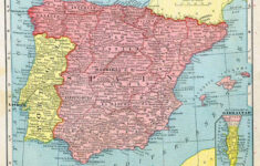 Print Map Of Spain And Portugal 1912 Etsy
