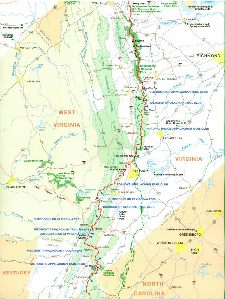 Free Printable Appalachian Trail Maps Adams Printable Map