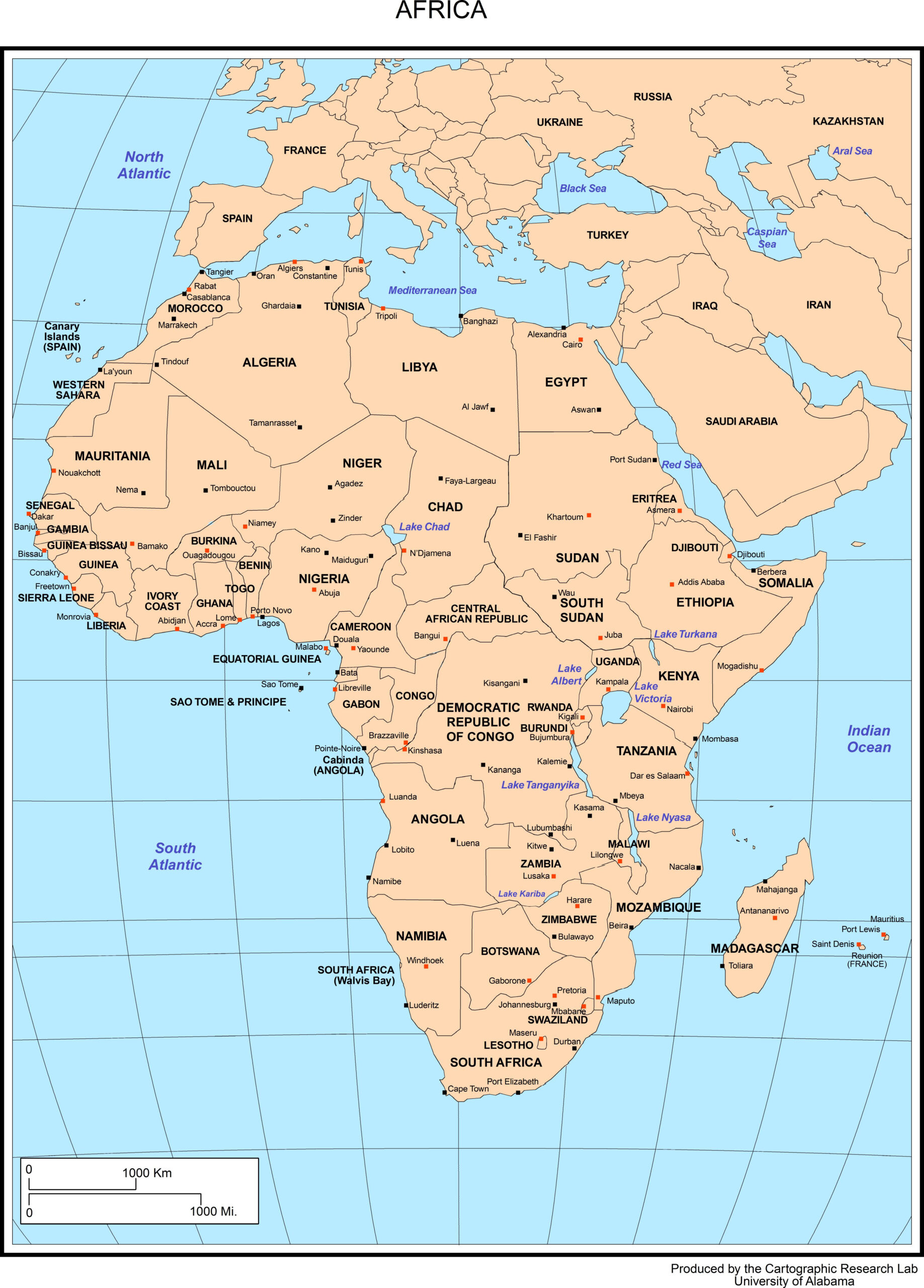 Printable Map Of Africa With Capitals Printable Maps