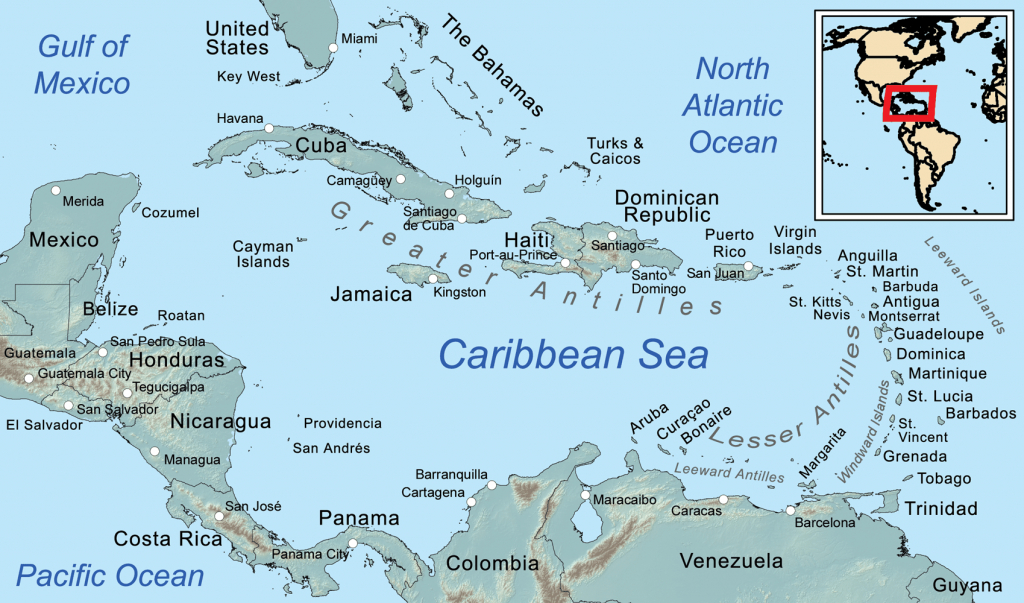 Printable Map Of Caribbean Islands And Travel Information Download 