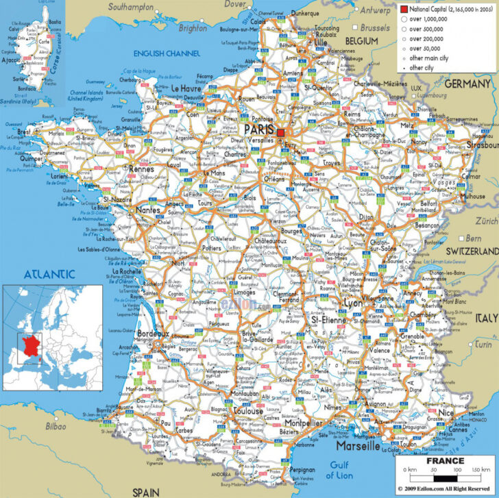 Printable Road Map Of France Regions