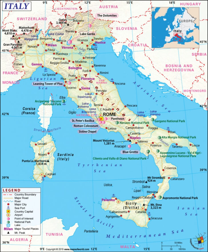 Free Printable Map Of Italy With Cities And Towns