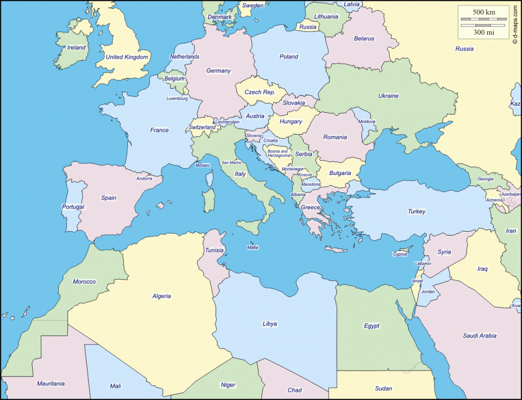 Printable Map Of The Mediterranean Sea Area Printable Maps