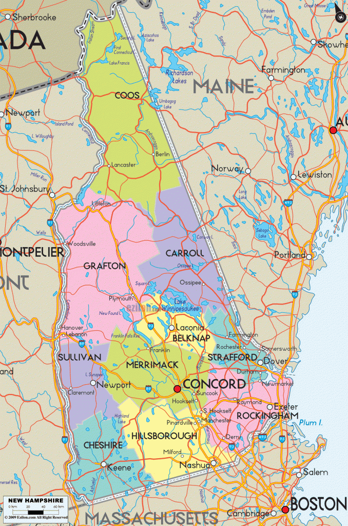 Printable Map Of New Hampshire Cities And Towns