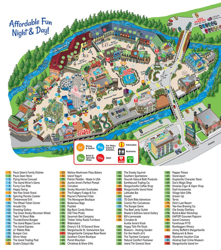 Printable Attractions Map Pigeon Forge
