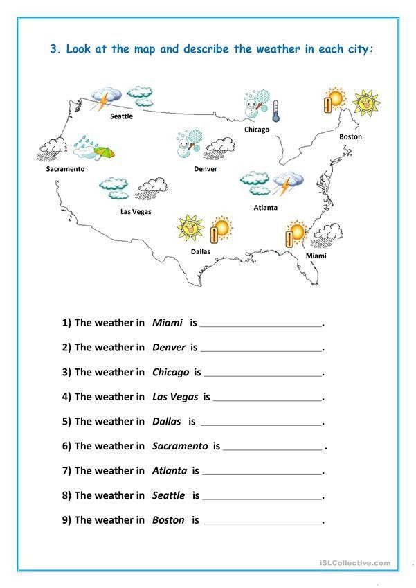 Reading A Weather Map Worksheet The Weather English Esl Worksheets For 