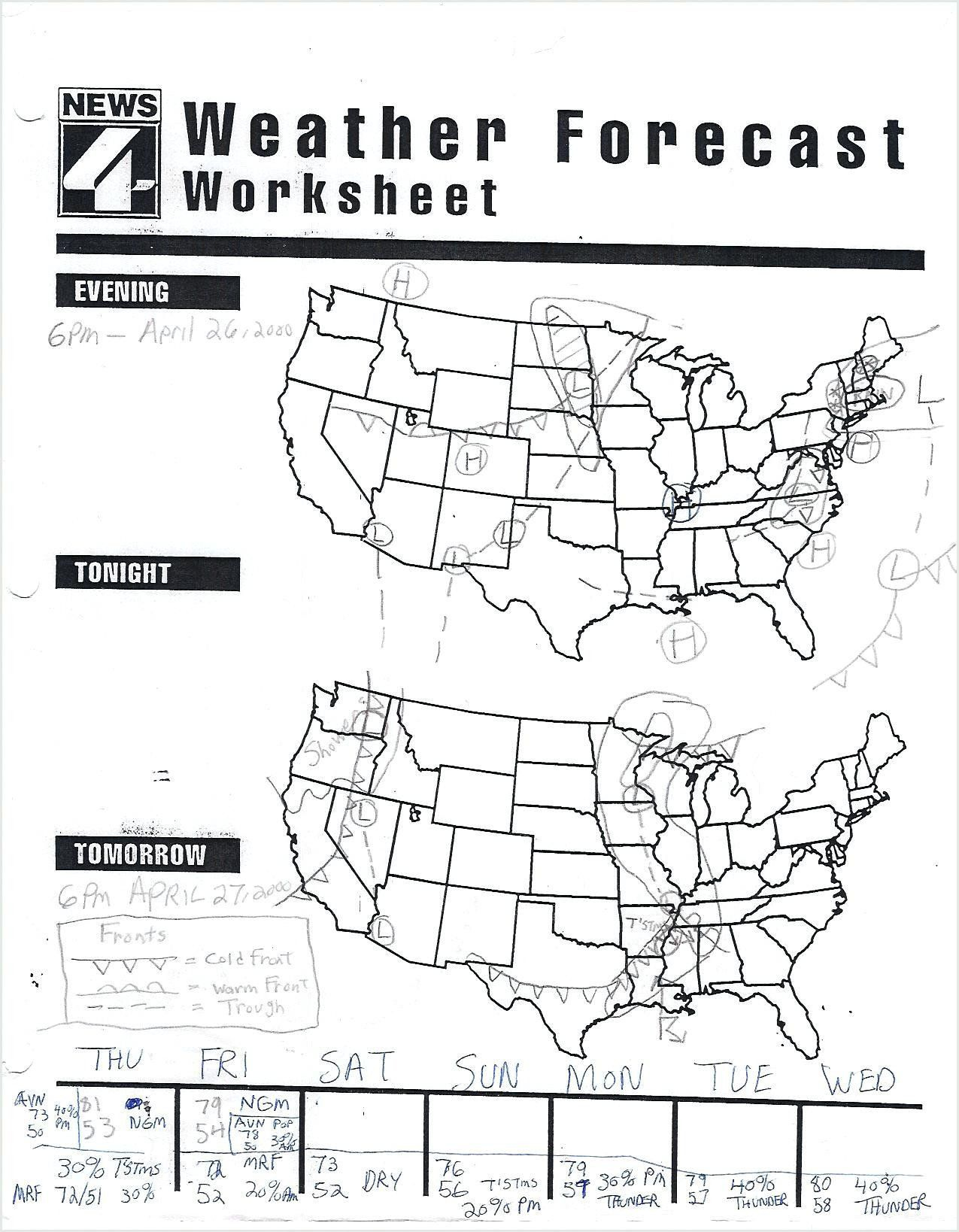 Reading Weather Maps Worksheet Weather Worksheets For 3rd Grade 