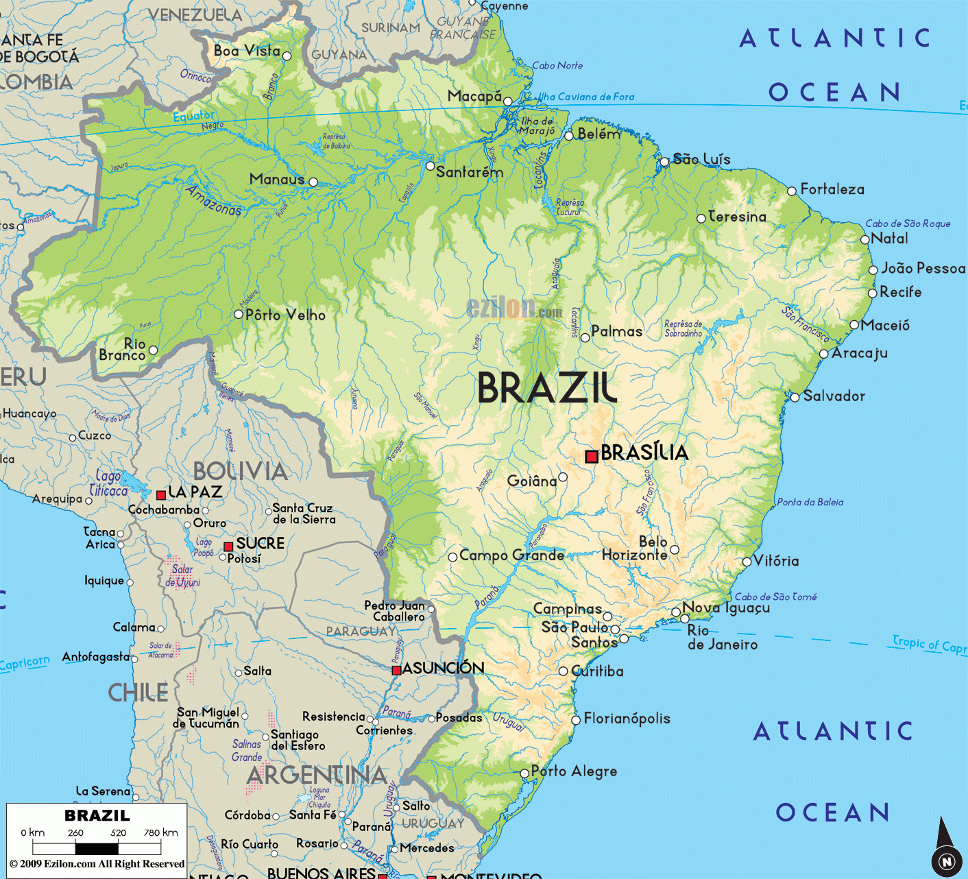 Road Map Of Brazil And Brazil Road Maps Brazil Map Map Brazil