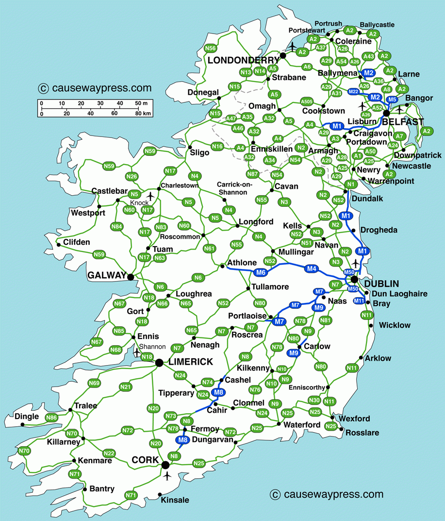 Road Map Of Ireland Ireland Ireland Map Ireland Road Trip Map