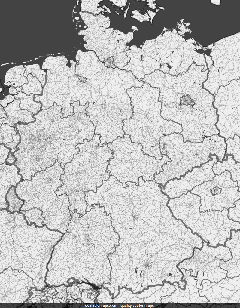 ScalableMaps Vector Map Of Germany black White No Labels Theme 