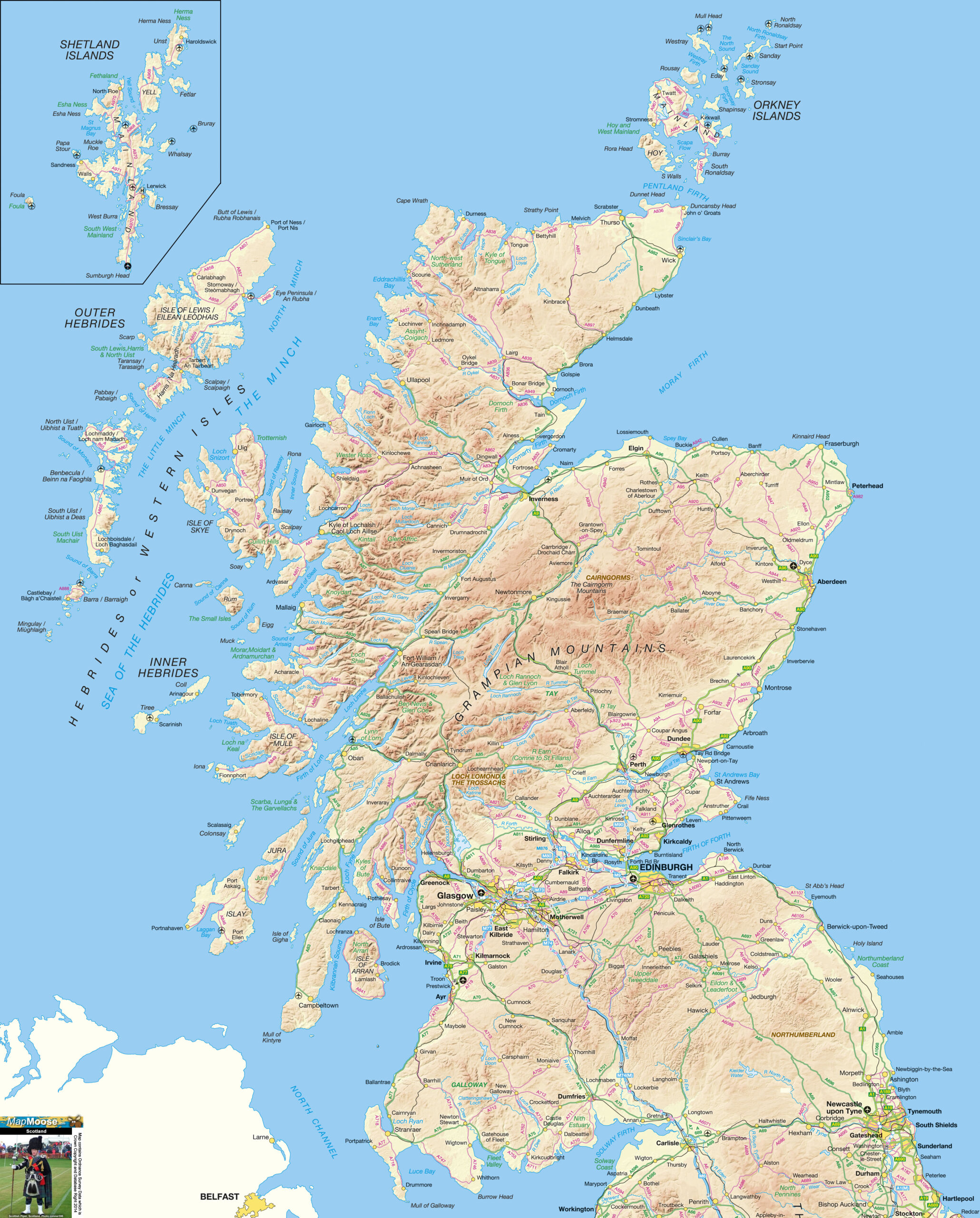 Scotland Offline Map Including Scottish Highlands Galloway Isle Of 