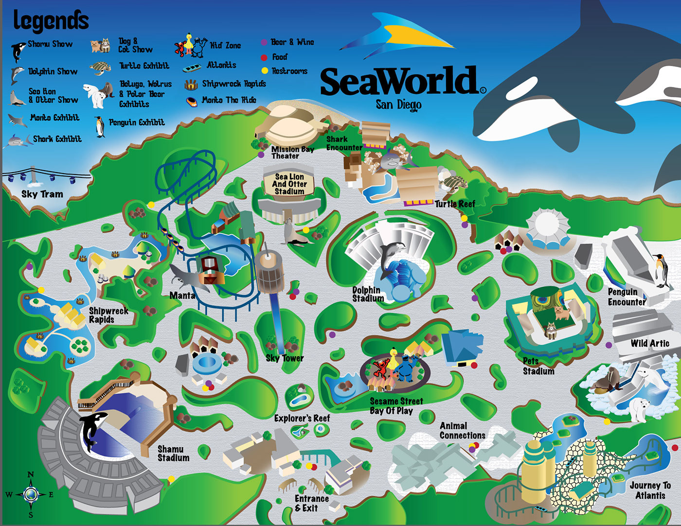 Sea World San Diego Vector Map On Behance