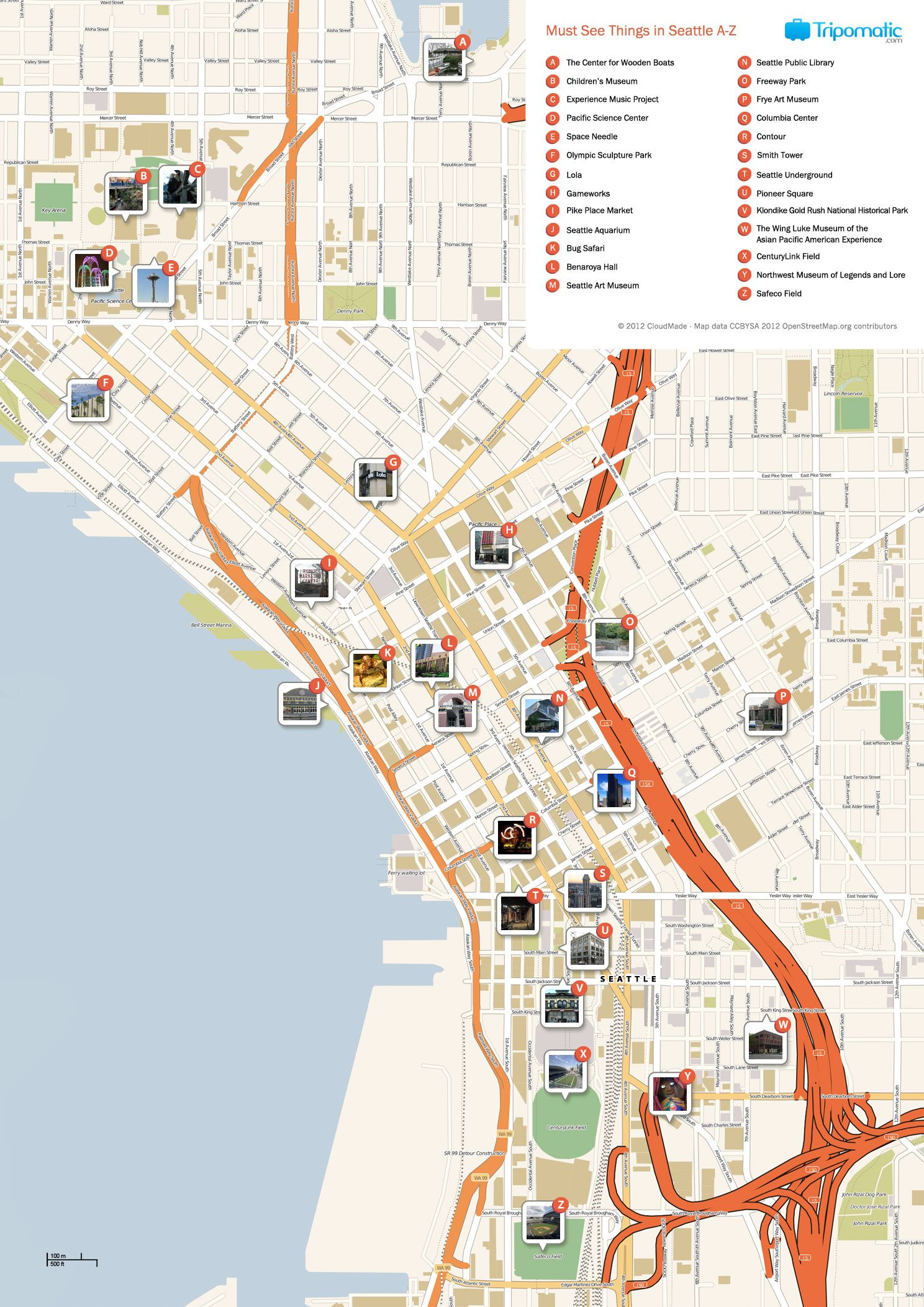 Seattle Printable Tourist Map Seattle Vacation Seattle Travel 