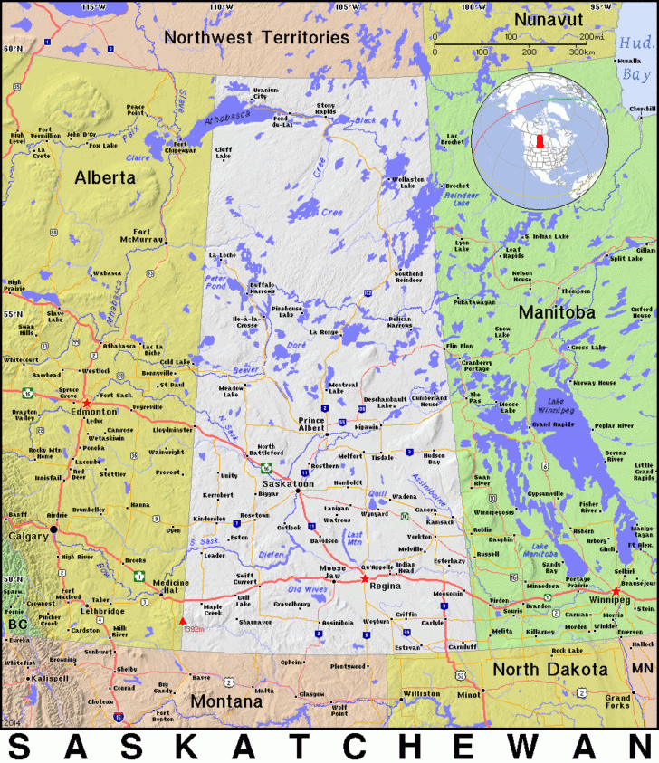 Printable Map Of Saskatchewan