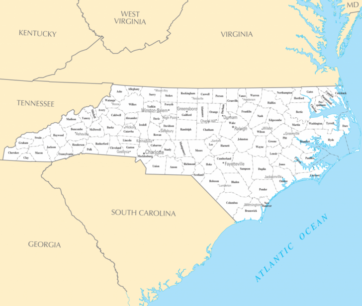 Printable Map Of Cities And Towns Of North Carolina