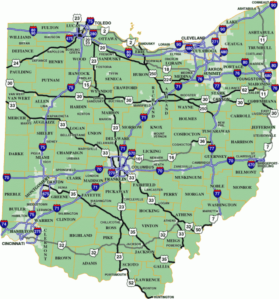 State Of Ohio County Map Pdf Printable Map | Adams Printable Map