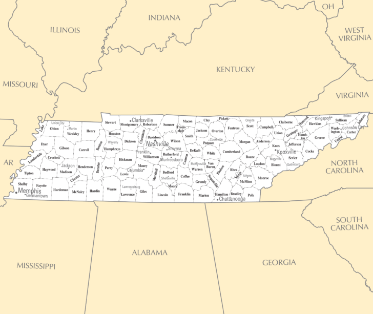 Tennessee Cities And Towns Mapsof | Adams Printable Map