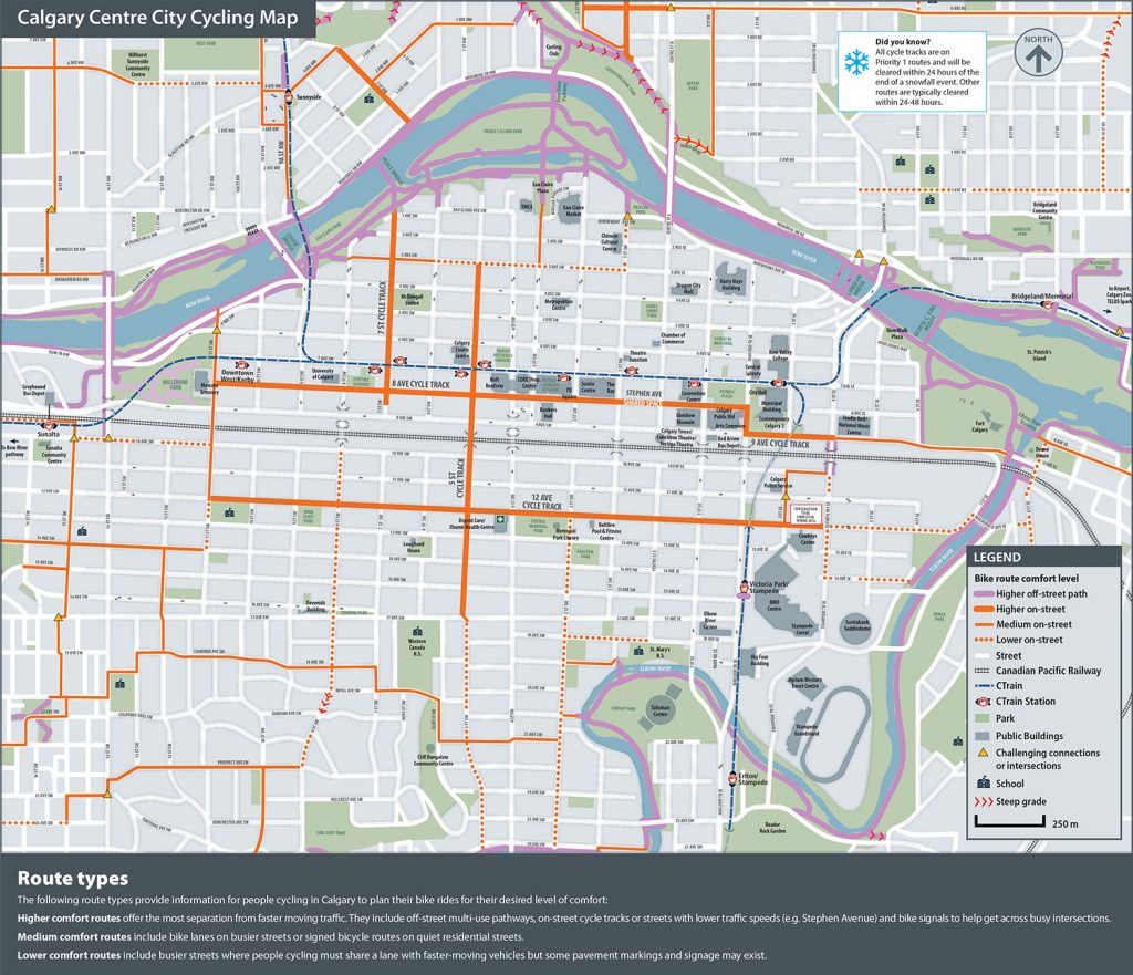 The City Of Calgary Cycling And Walking Route Maps For Printable Map 