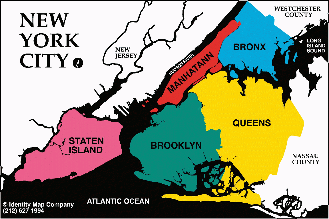 The Five Boroughs Of New York City Map Of New York New York City Map 