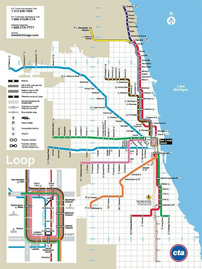 The Loop Chicago Map Train Map System Map