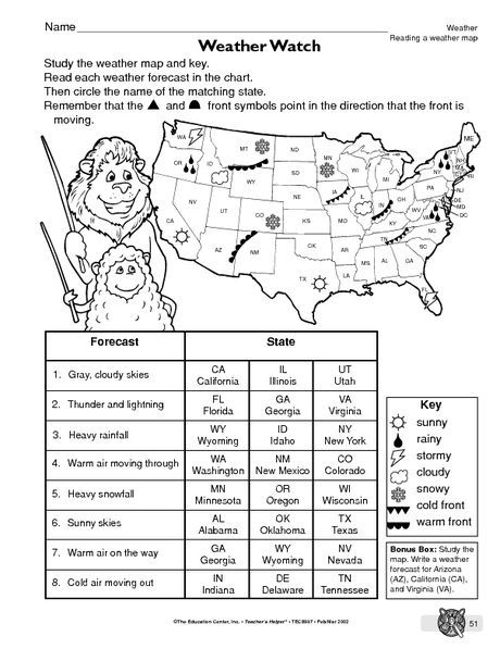 The Mailbox Weather Worksheets Weather Science Weather Map