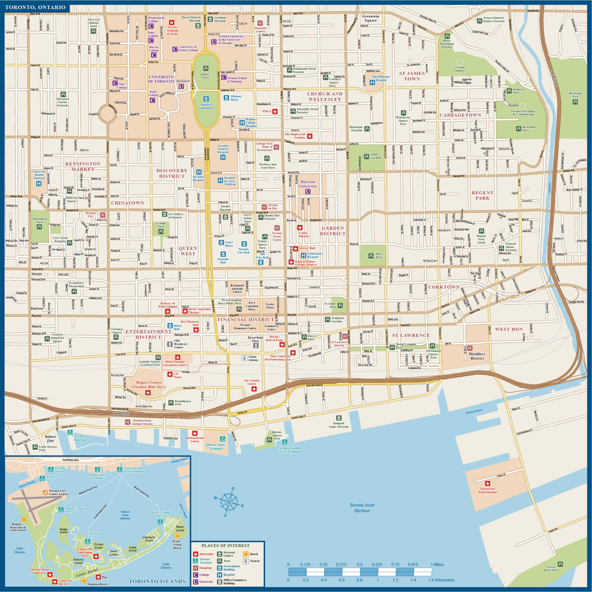 Toronto Downtown Map Digital Vector Creative Force
