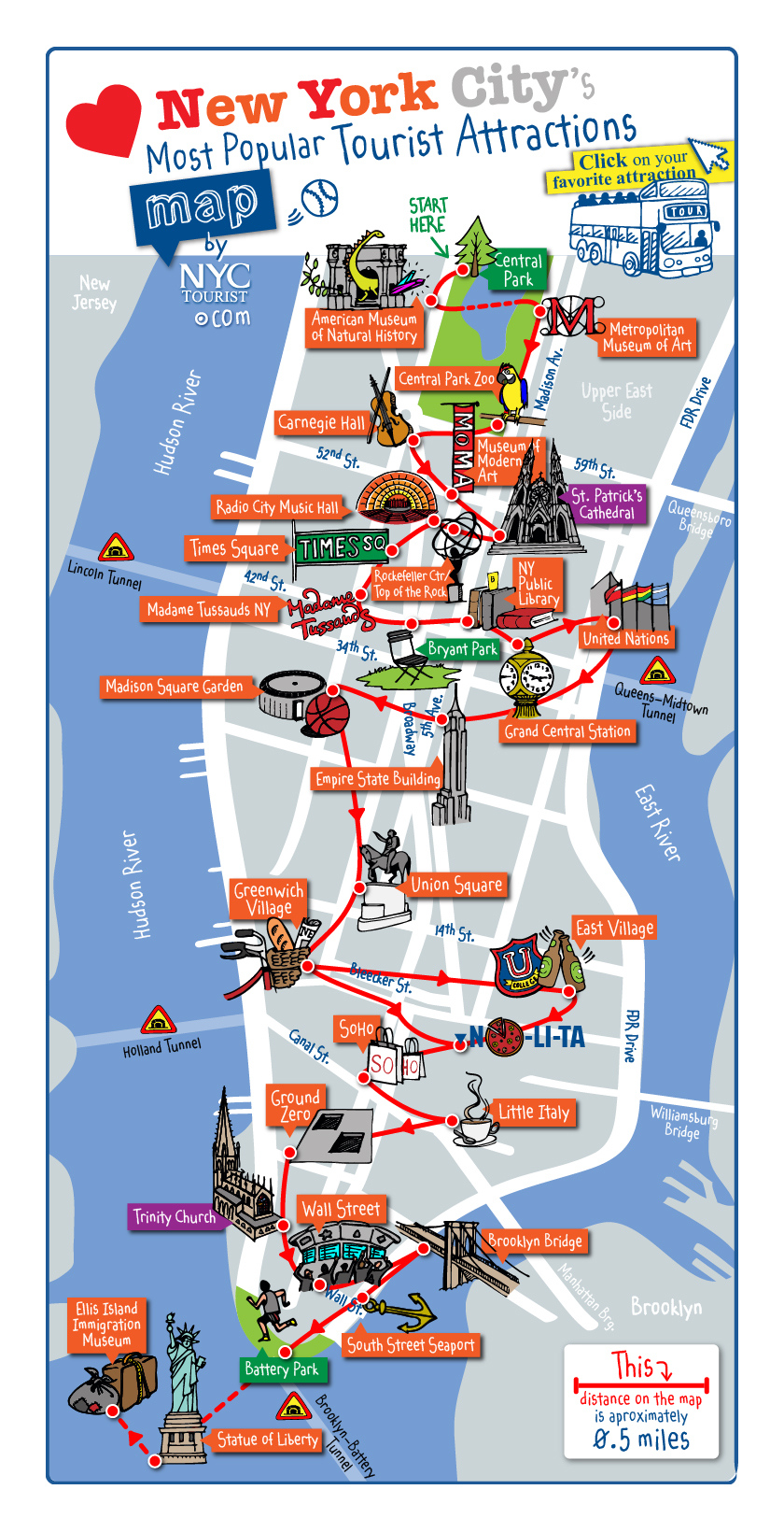 Tourist Attractions In New York Map