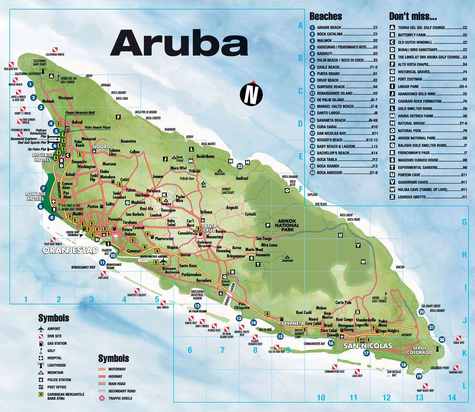 Tourist Map Of Aruba Aruba Tourist Map Vidiani Maps Of All 