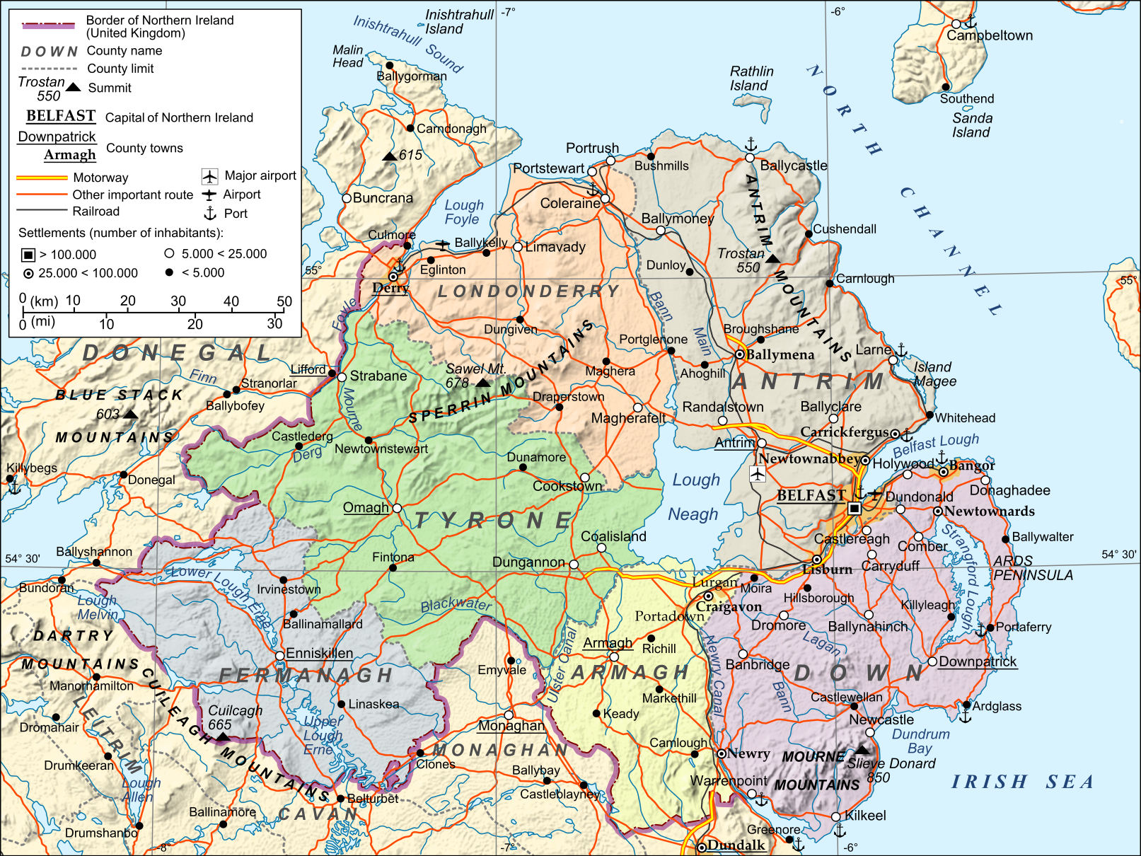 Transportation And County Map Of Northern Ireland Slovakia Travel 