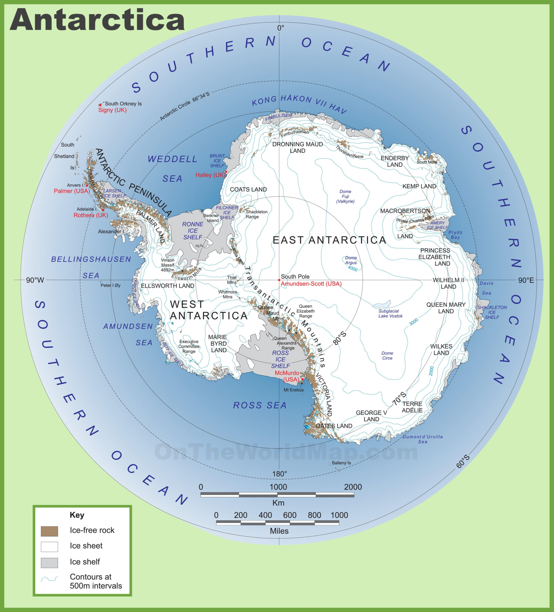 Vector Map Antarctica Continent Relief Maps Of Continents Map | Adams ...