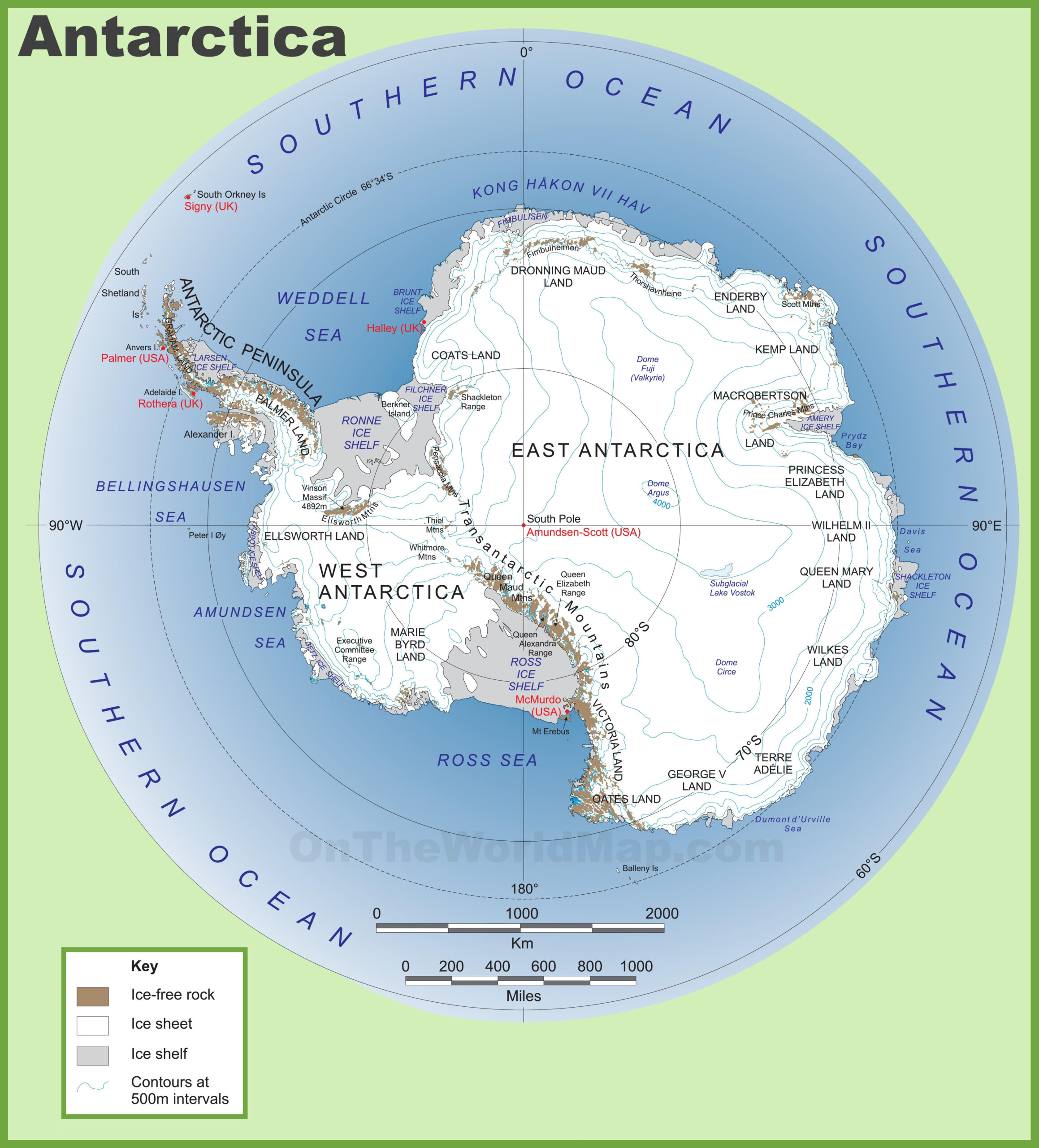 Vector Map Antarctica Continent Relief Maps Of Continents Map 
