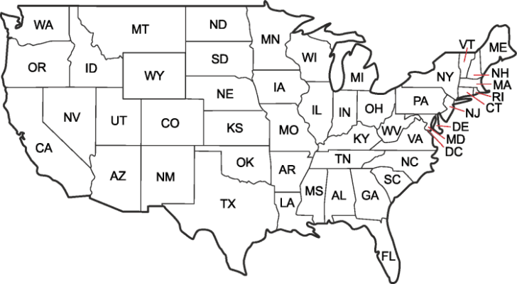 Printable Map Us 2 Letter State Codes