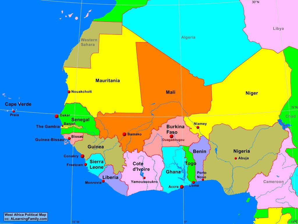 West Africa Political Map A Learning Family