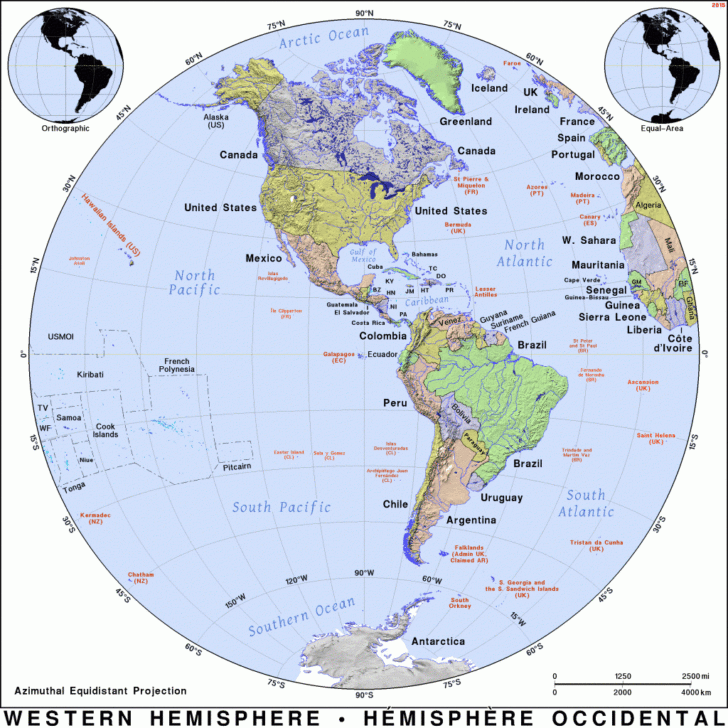 Map Of Western Hemisphere Countries