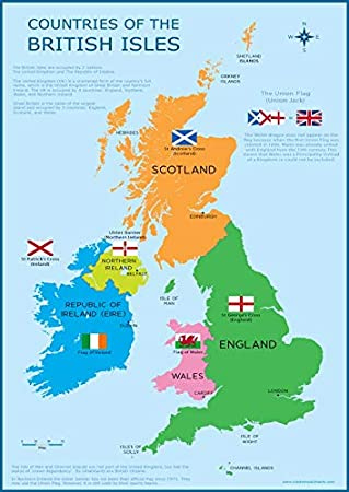 Wisdom Learning Great Britain Map UK British Isles Childrens Wall 