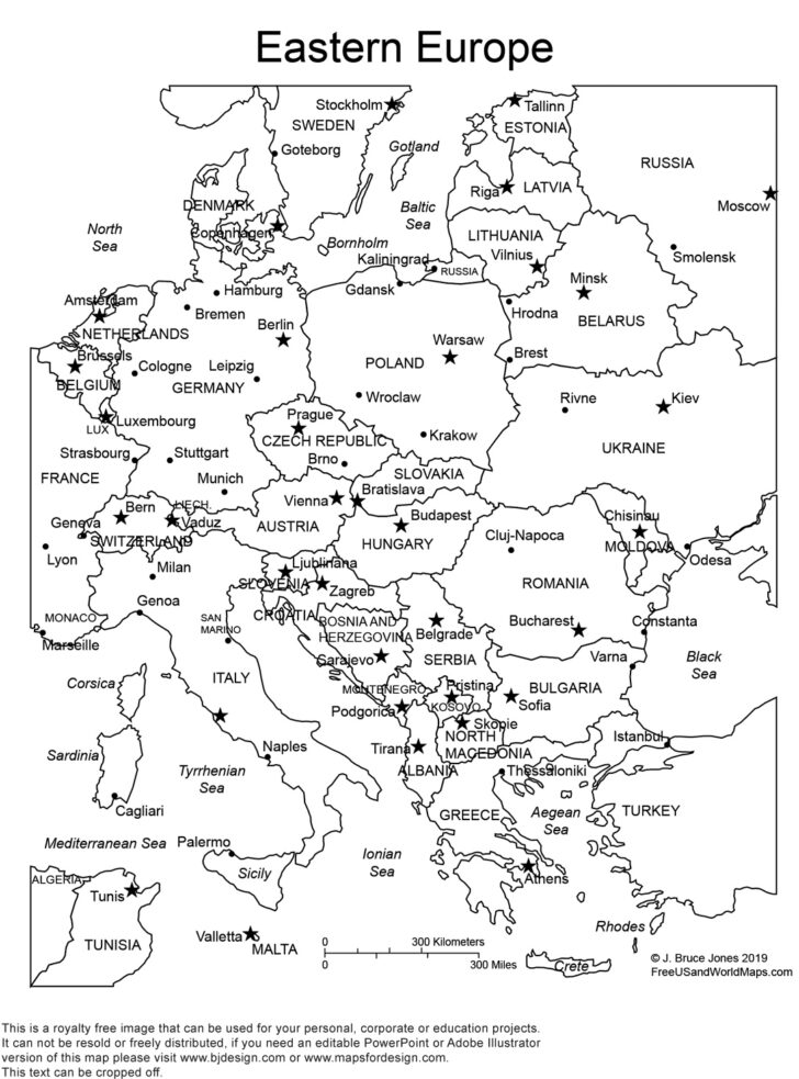 Printableeastern Europe Map