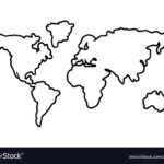 Worldwide Map Outline Continents Isolated Black Vector Image
