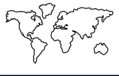 Worldwide Map Outline Continents Isolated Black Vector Image